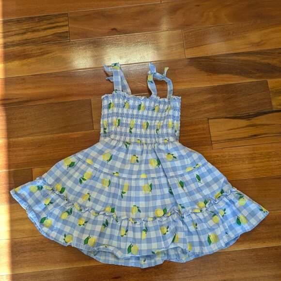 Janie & Jack Lemon Gingham Smocked Sundress (2T) - Picture 2 of 5
